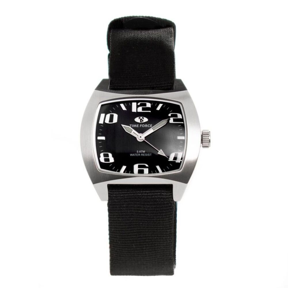 Time Force Analog Watch Black Band Unisex Black Unisex Watches